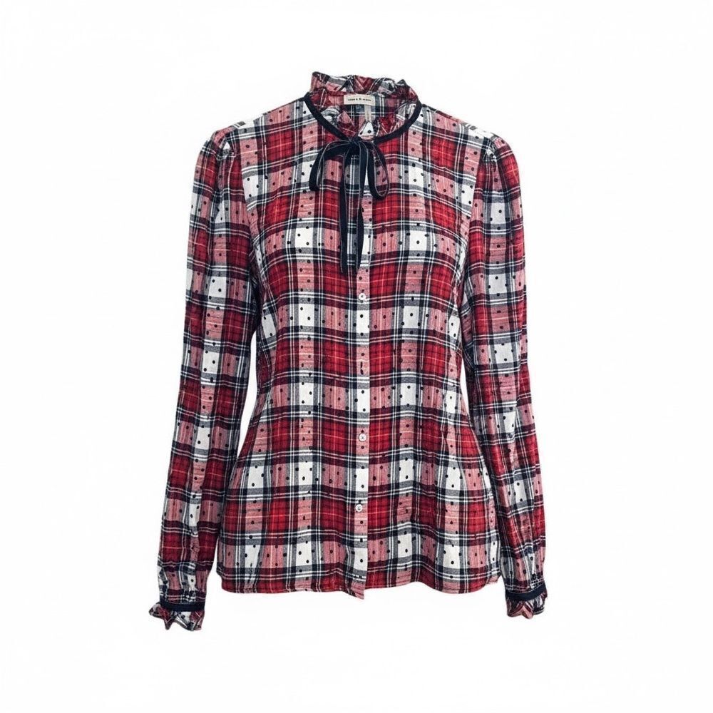 Court & Rowe Button Down Polka Dot Tied Collar Shirt‎